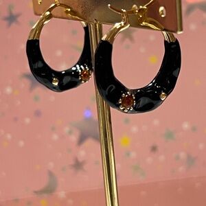 Elegant Black and Gold Hoop Earrings